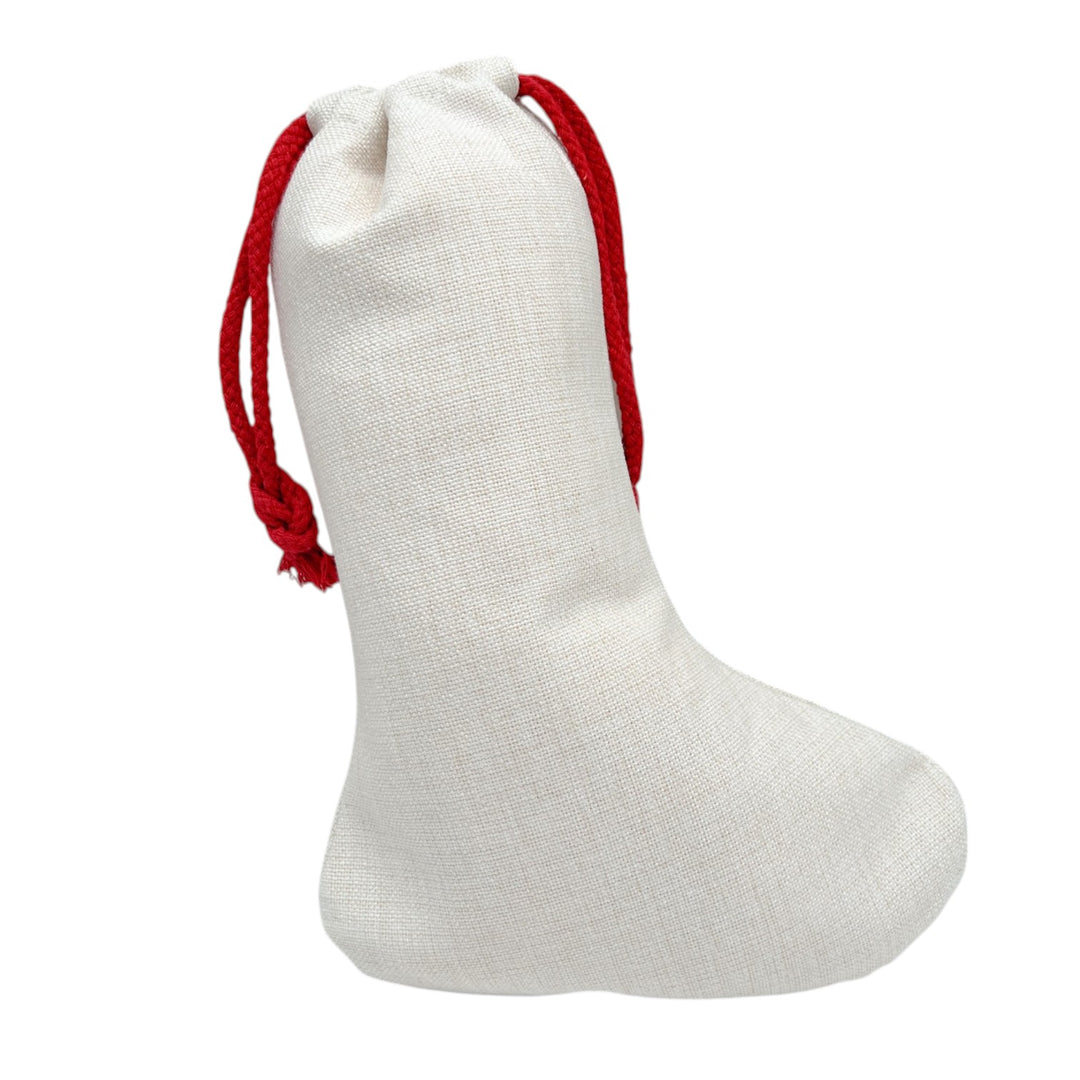 Linen Sublimation Drawstring Santa Stocking – 26cm x 41cm