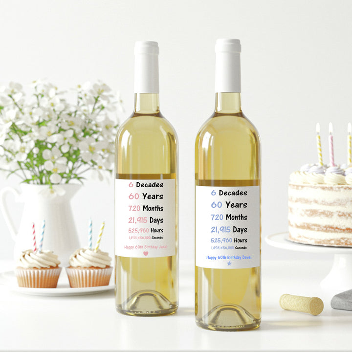 Personalised 60th Birthday Bottle Sticker