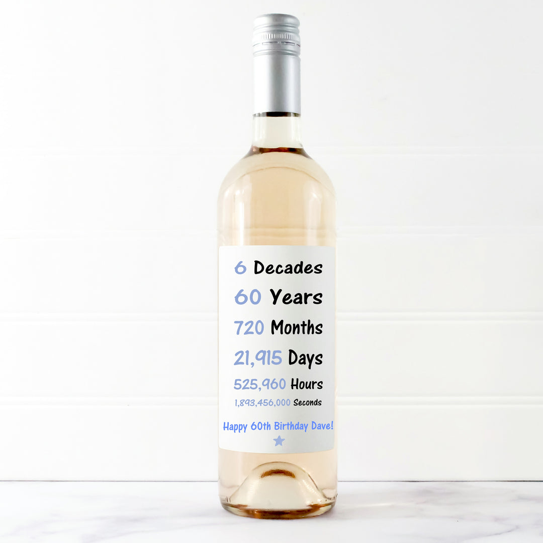 Personalised 60th Birthday Bottle Sticker