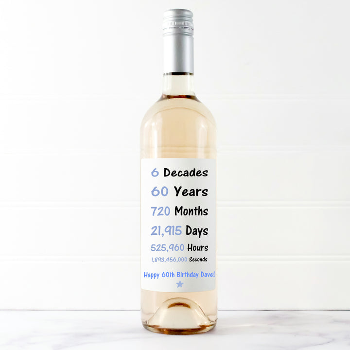 Personalised 60th Birthday Bottle Sticker