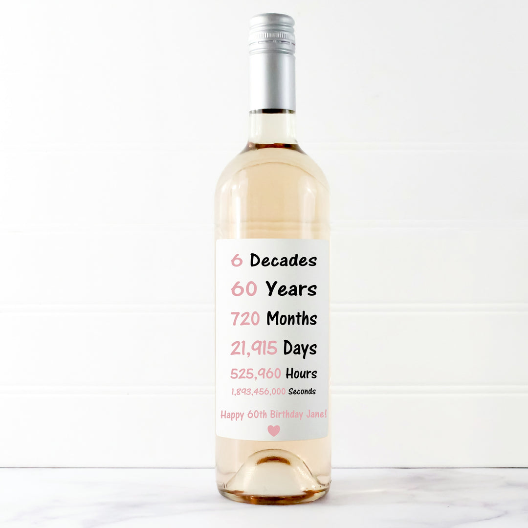 Personalised 60th Birthday Bottle Sticker