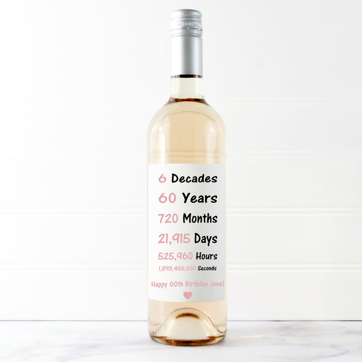 Personalised 60th Birthday Bottle Sticker