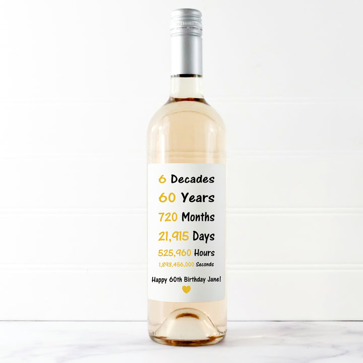 Personalised 60th Birthday Bottle Sticker