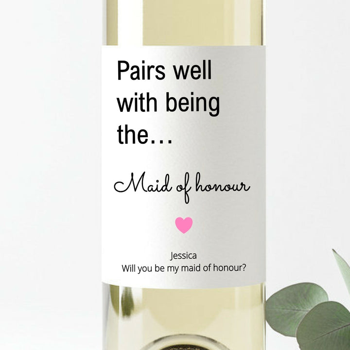 Personalised Maid Of Honour Bottle Sticker