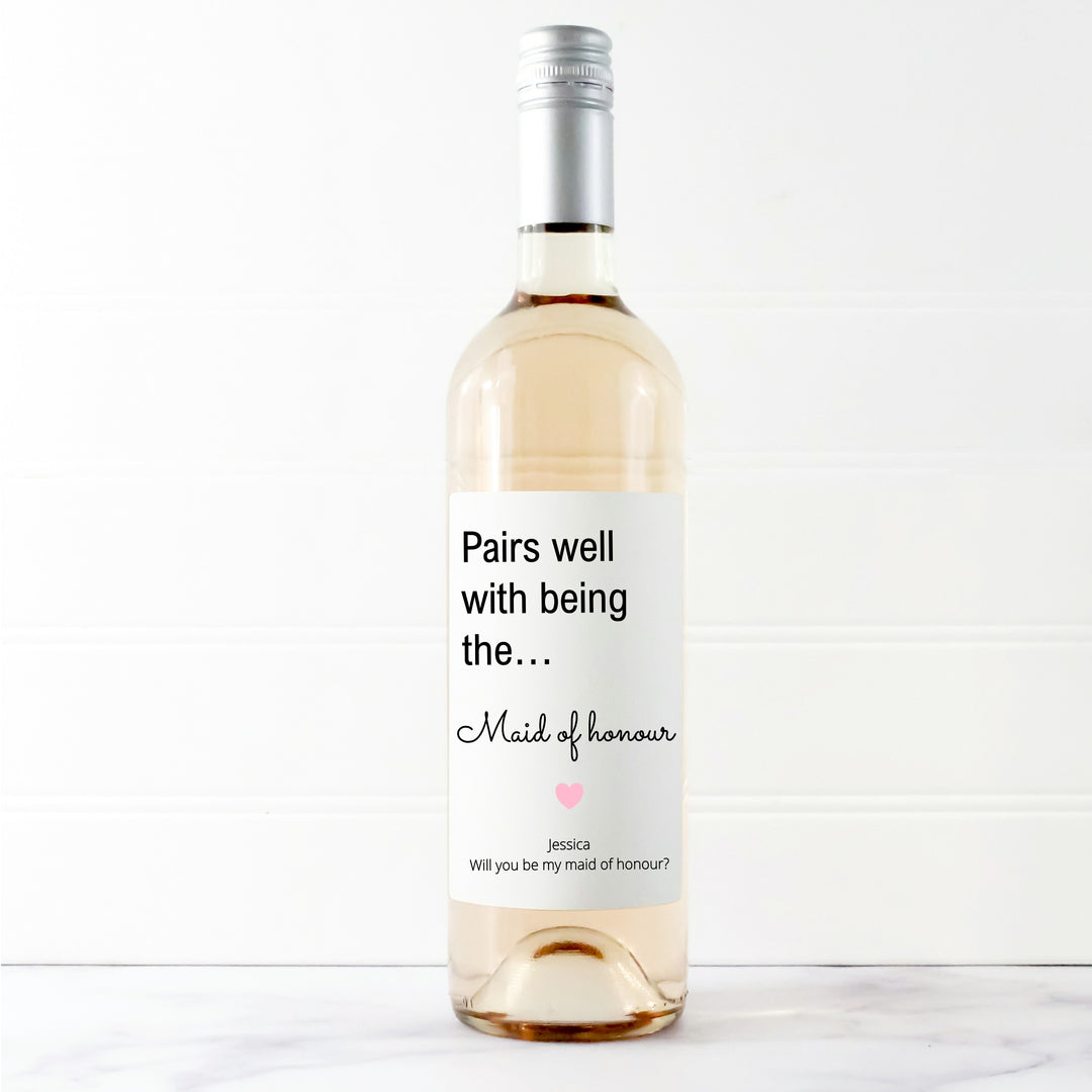 Personalised Maid Of Honour Bottle Sticker