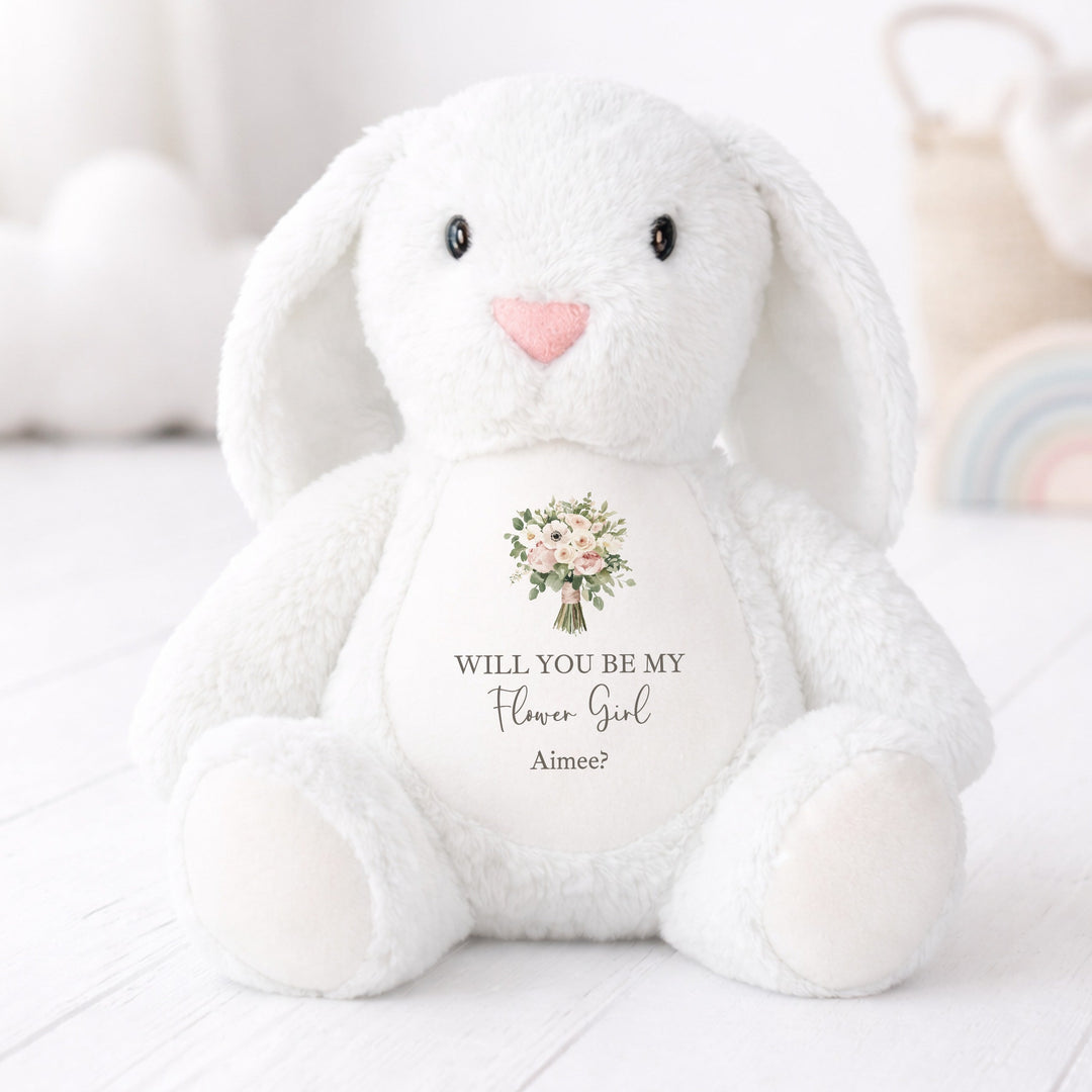 Personalised Pink Bouquet Flower Girl Rabbit Teddy