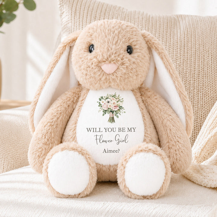 Personalised Pink Bouquet Flower Girl Rabbit Teddy