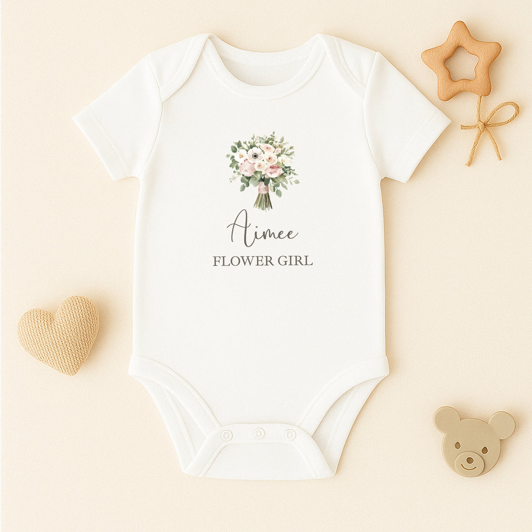 Personalised Pink Bouquet Flower Girl T-Shirt or Baby Vest