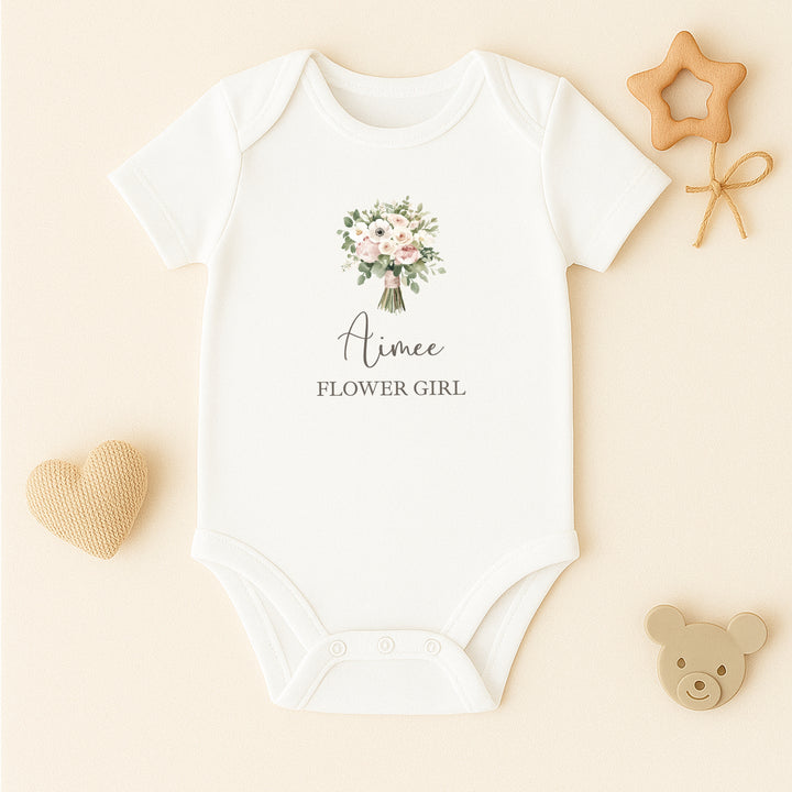 Personalised Pink Bouquet Flower Girl T-Shirt or Baby Vest