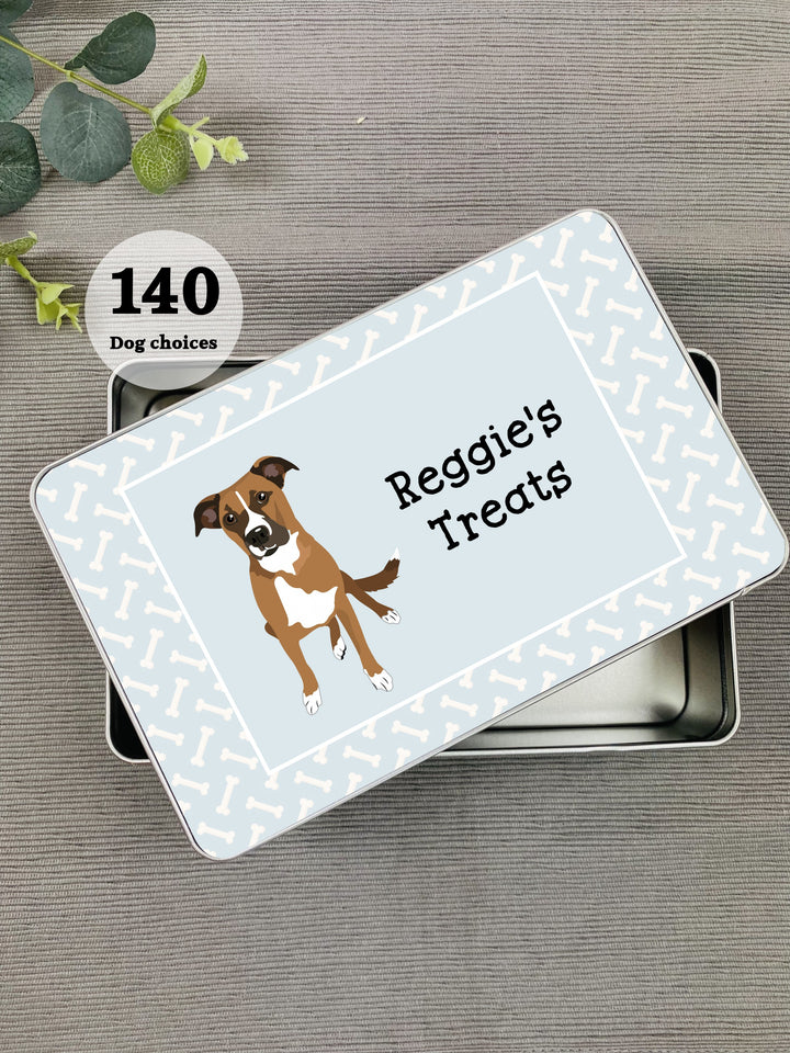 Personalised Dog Treat Tin Pink/Blue