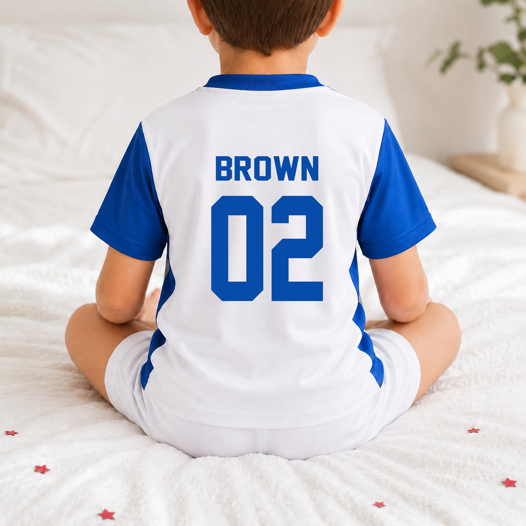 Personalised Kids Blue Football Kit