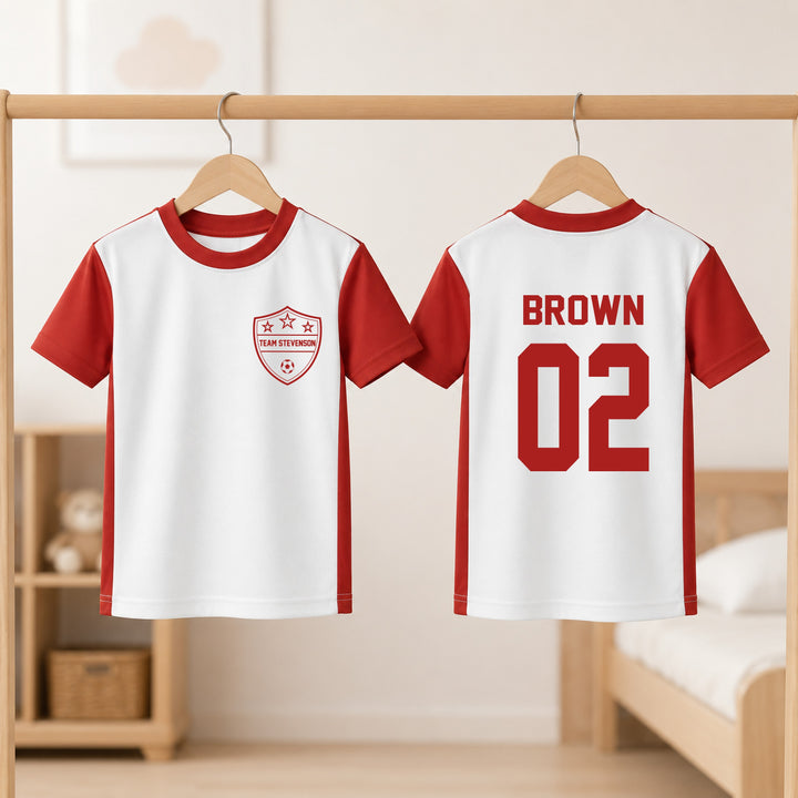 Personalised Kids Red Football Kit