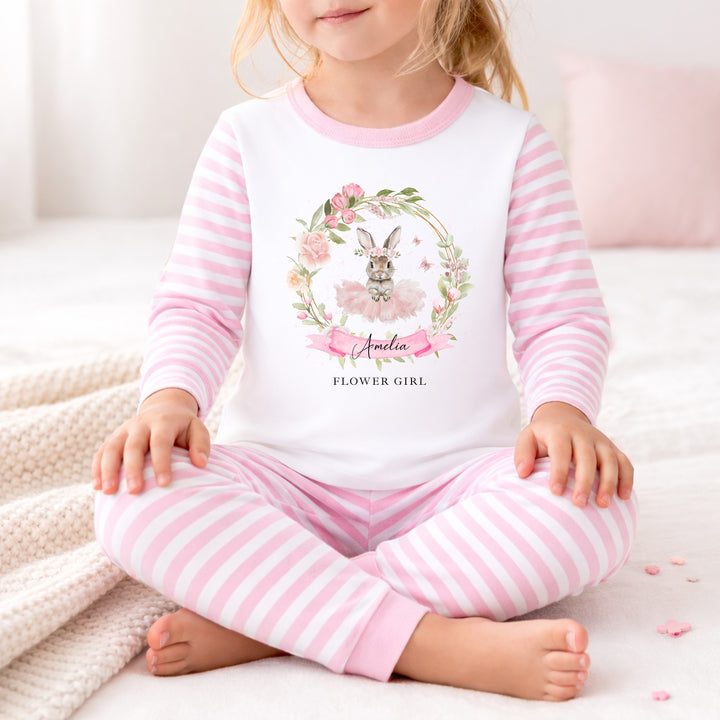 Personalised Pink Ballerina Bunny Flower Girl Pyjamas