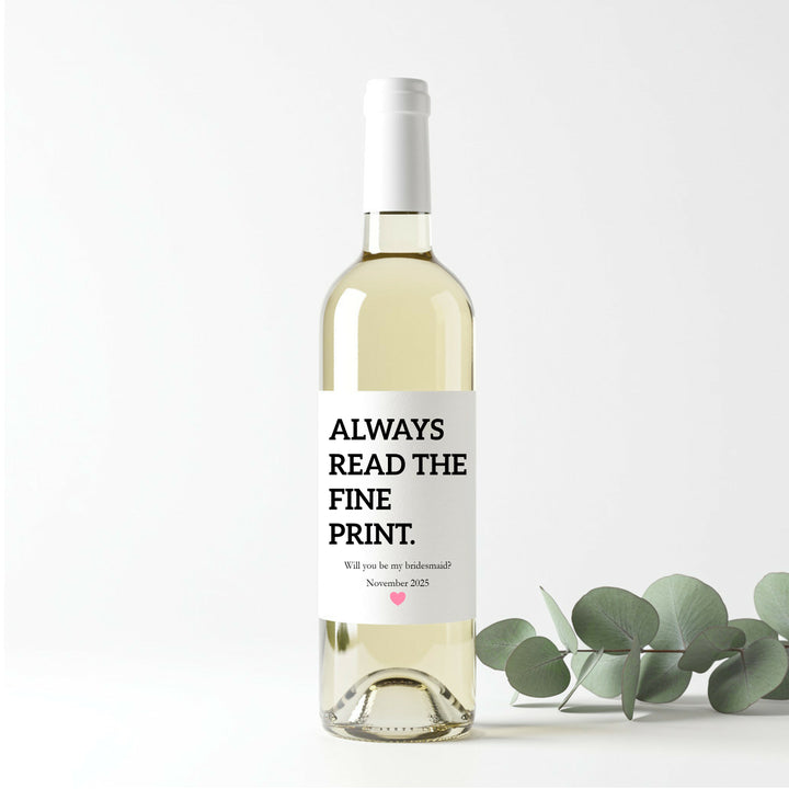 Personalised Bridesmaid Bottle Sticker