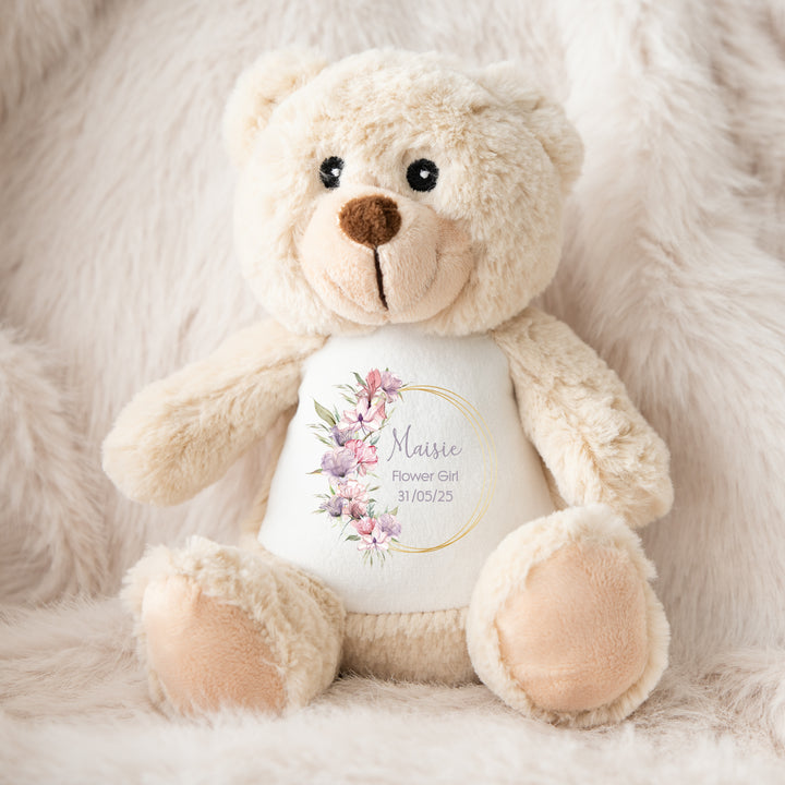 Personalised Flower Girl Boho Wreath Teddy/Bunny