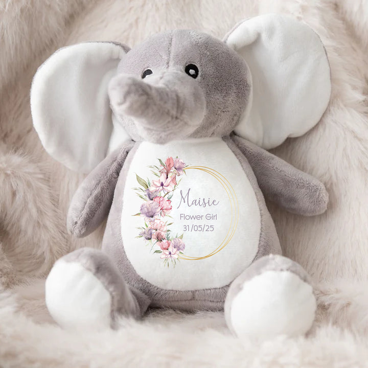Personalised Flower Girl Boho Wreath Teddy/Bunny