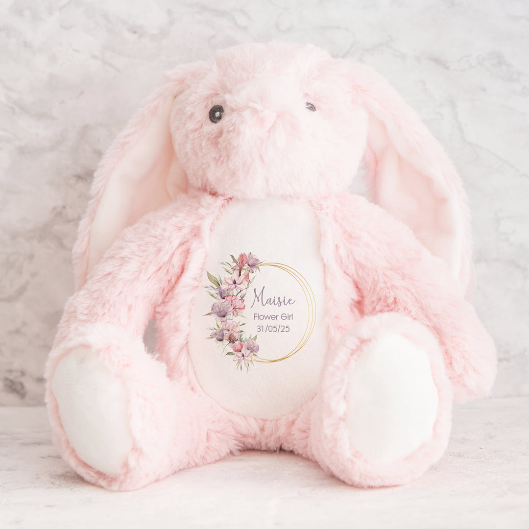 Personalised Flower Girl Boho Wreath Teddy/Bunny