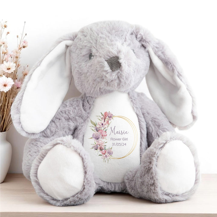 Personalised Flower Girl Boho Wreath Teddy/Bunny