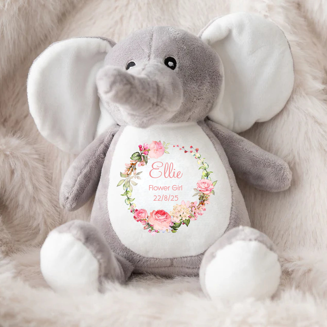 Personalised Flower Girl Rose Wreath Teddy/Bunny