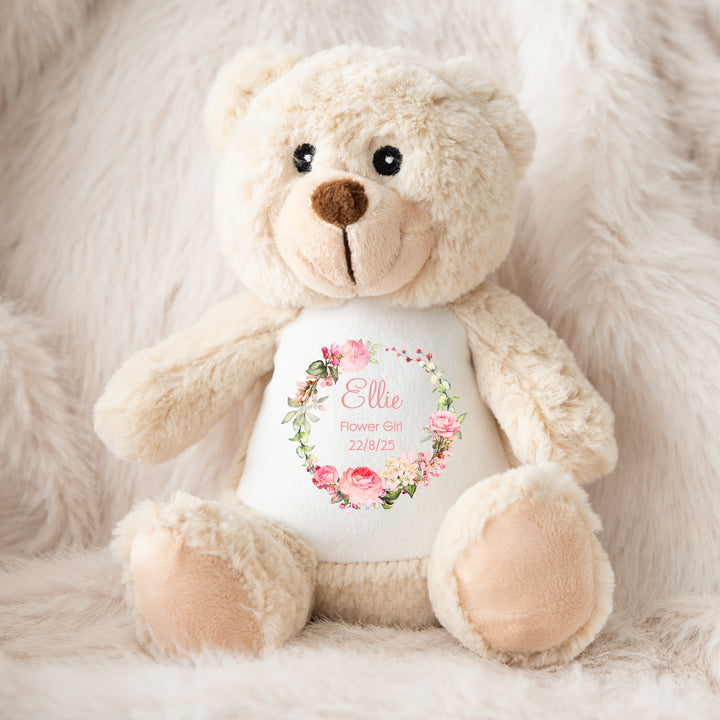 Personalised Flower Girl Rose Wreath Teddy/Bunny