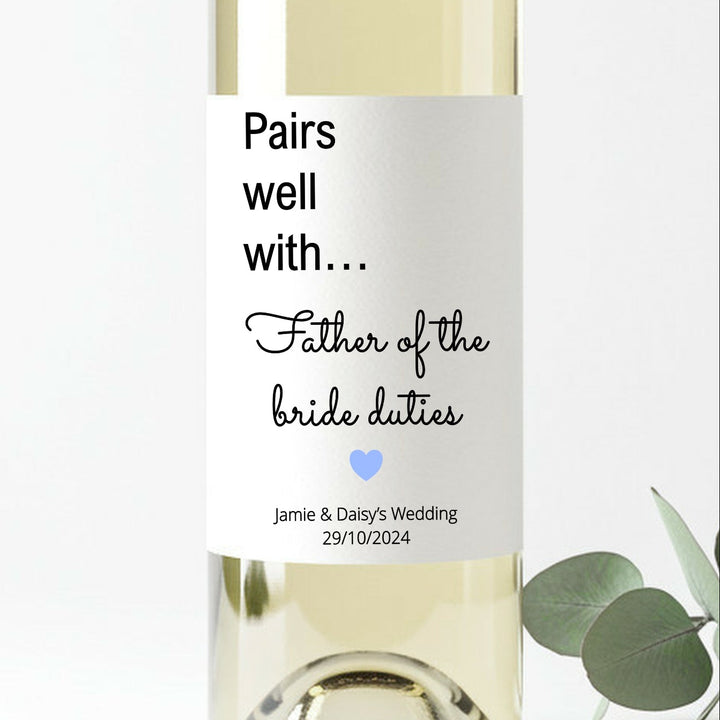 Personalised Father of Bride Bottle Sticker