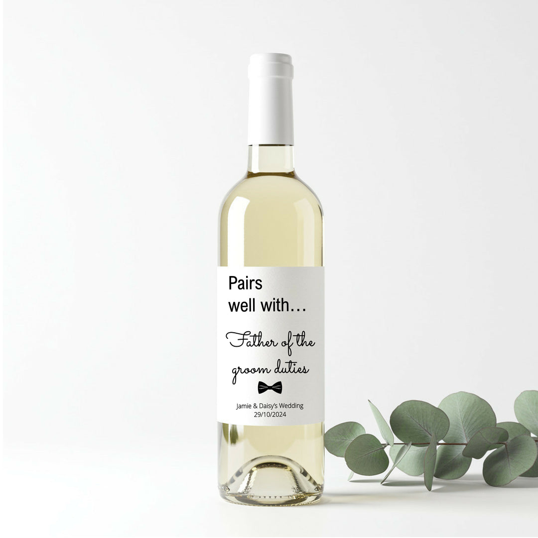 Personalised Father of Groom Bottle Sticker