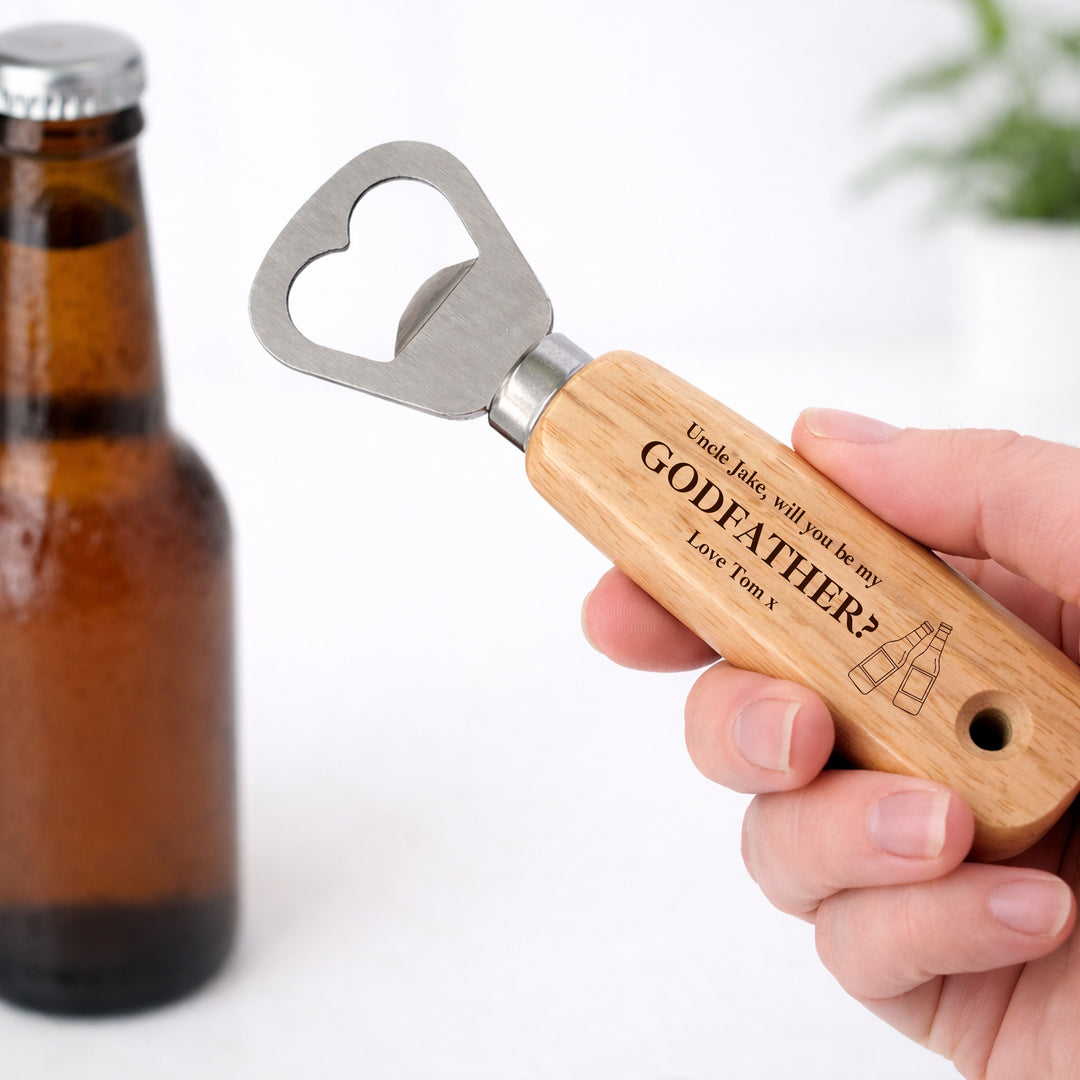 Personalised Will You Be My Godfather? Engraved Bottle Opener