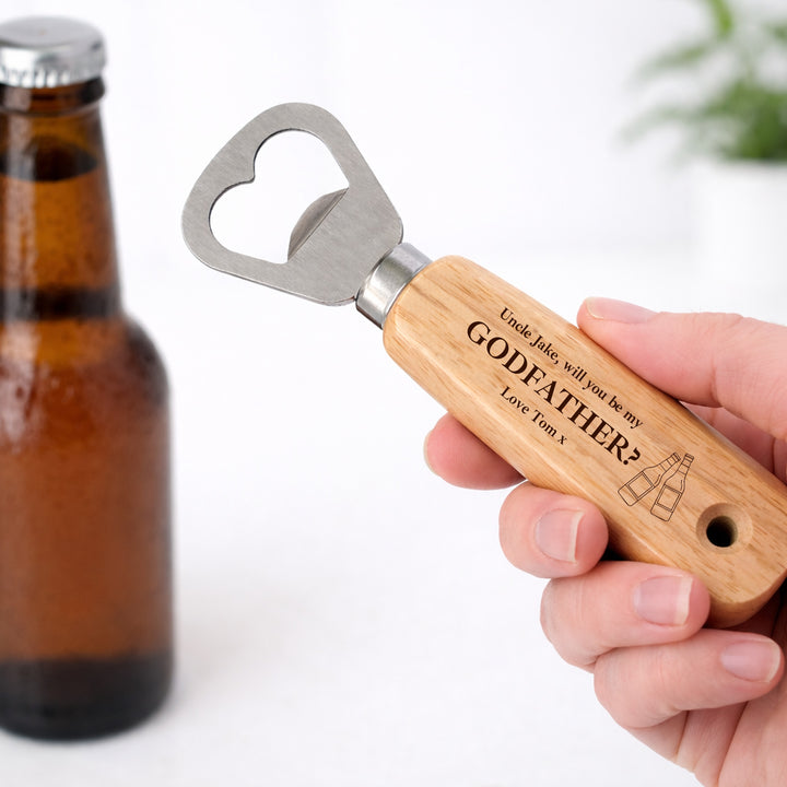 Personalised Will You Be My Godfather? Engraved Bottle Opener