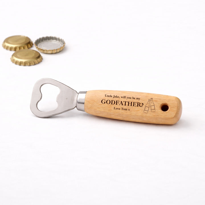 Personalised Will You Be My Godfather? Engraved Bottle Opener