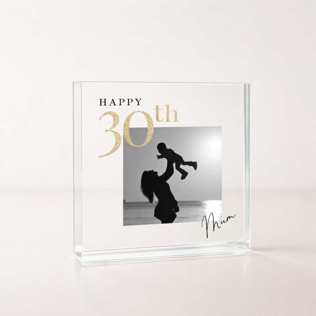 Personalised Black and Gold Photo Acrylic 30th Birthday Gift