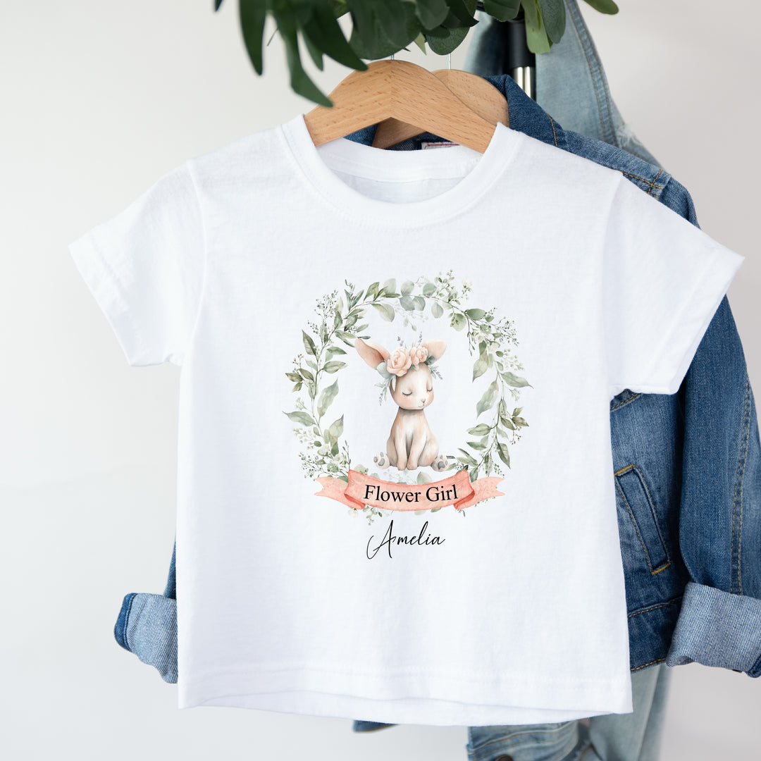 Personalised Bunny Wreath Flower Girl T-Shirt Or Baby Vest