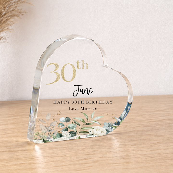 Personalised 30th Birthday Acrylic Heart