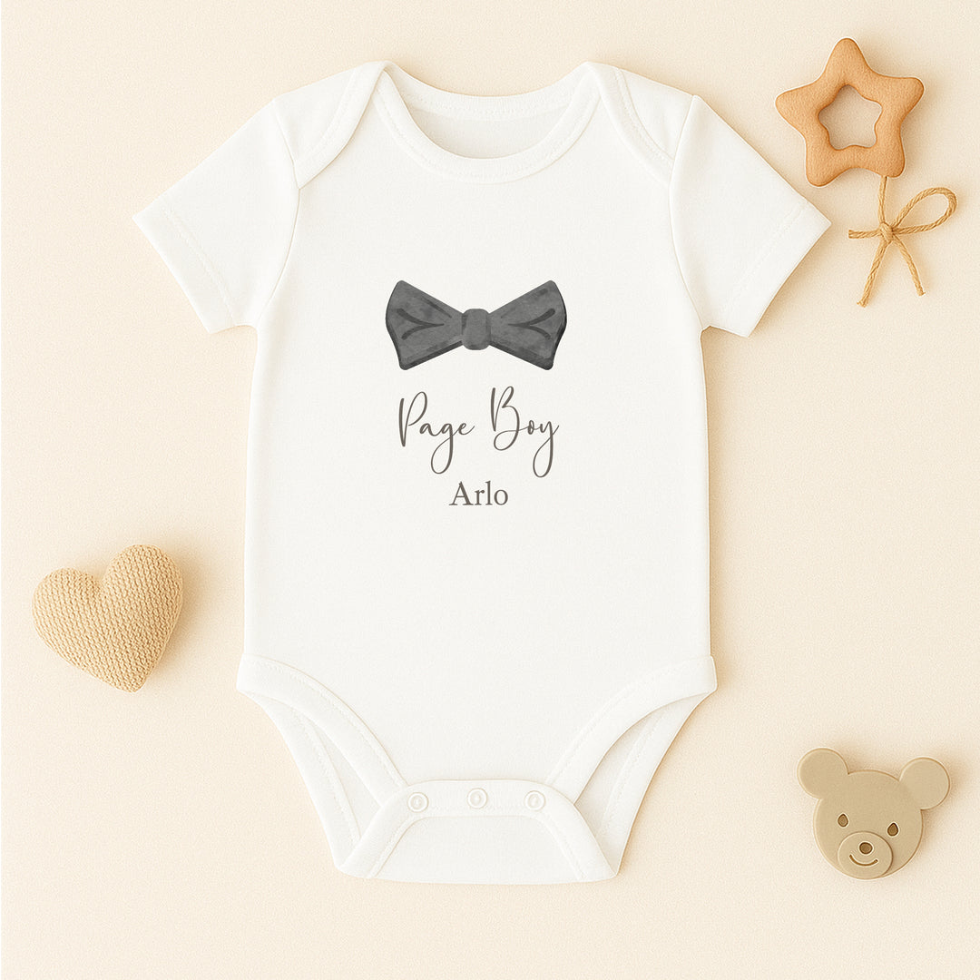 Personalised Black Bow Tie Page Boy T-Shirt or Baby Vest
