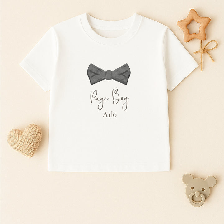 Personalised Black Bow Tie Page Boy T-Shirt or Baby Vest