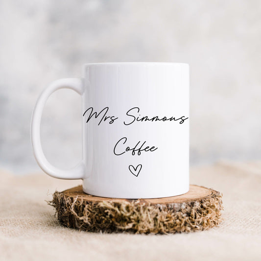 Personalised Teachers Coffee Heart Mug