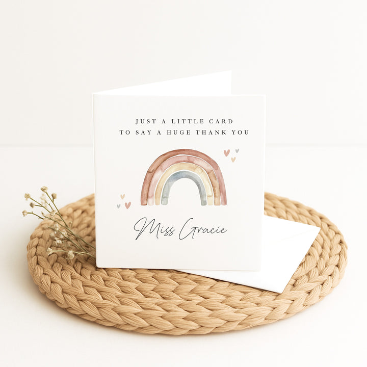 Personalised Rainbow Teacher Thank You Card