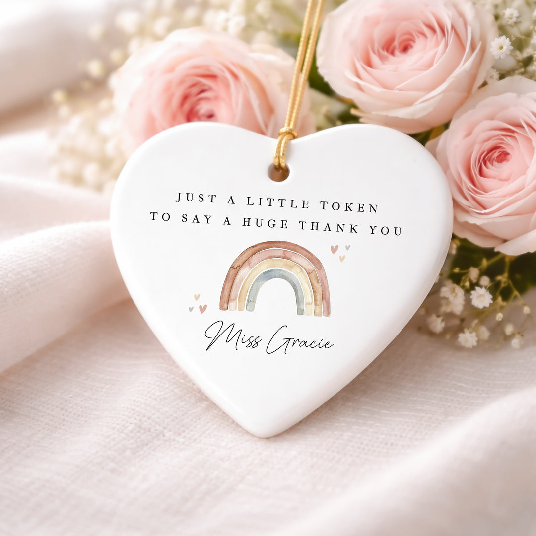 Personalised Thank You Rainbow Heart Ornament Teacher Gift