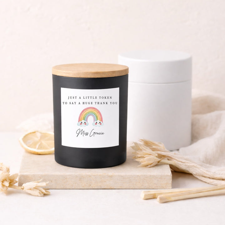 Personalised Rainbow Thank You Teacher Gift Candle &amp; Box