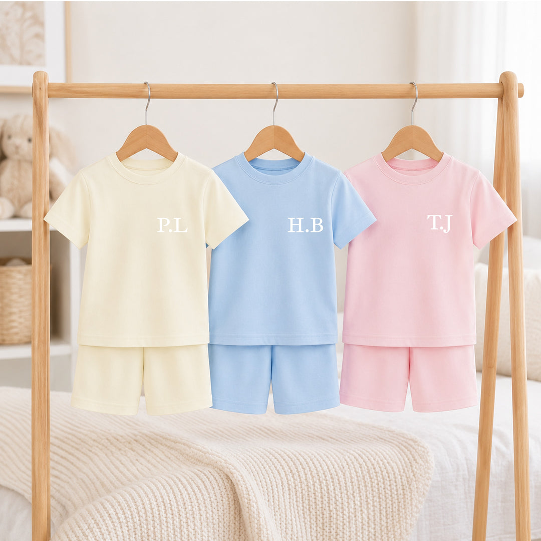 Personalised Initial Kids Cotton Short Set