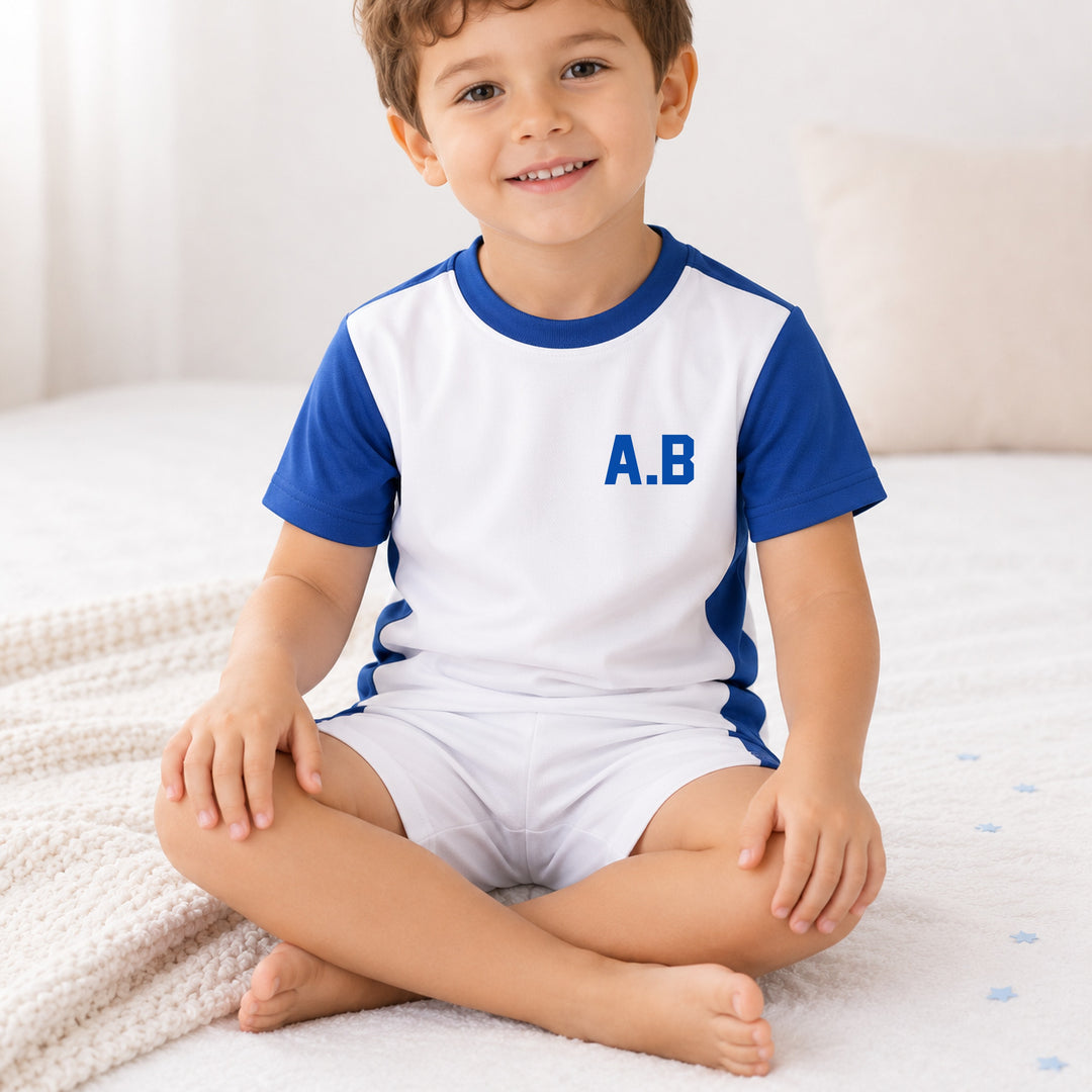 Personalised Inital Kids Blue Football Kit