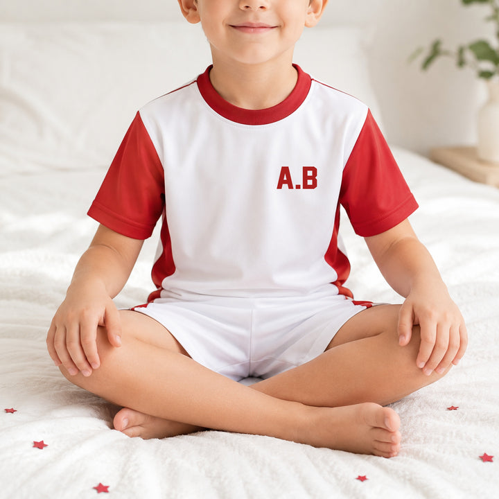 Personalised Inital Kids Red Football Kit