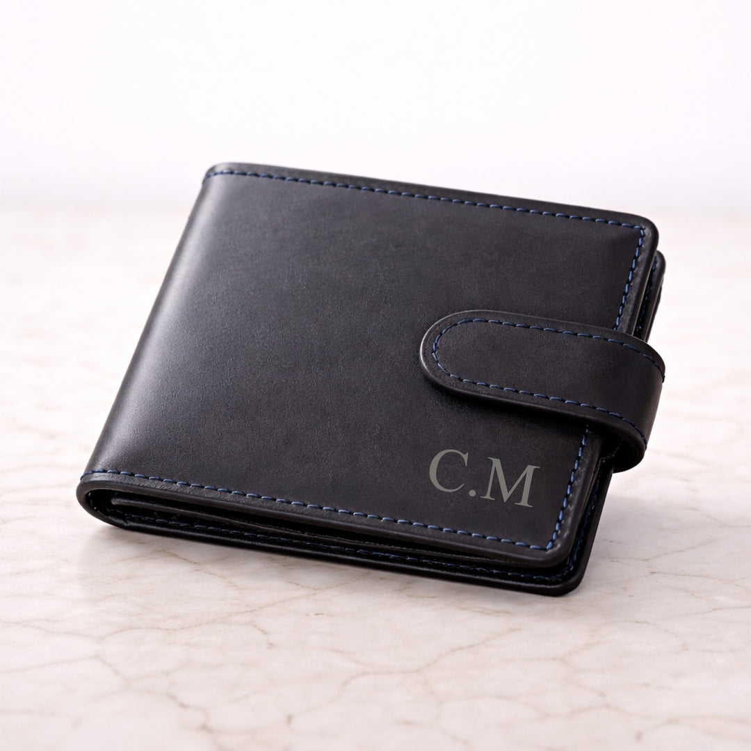 Personalised Engraved Initials Leather Wallet