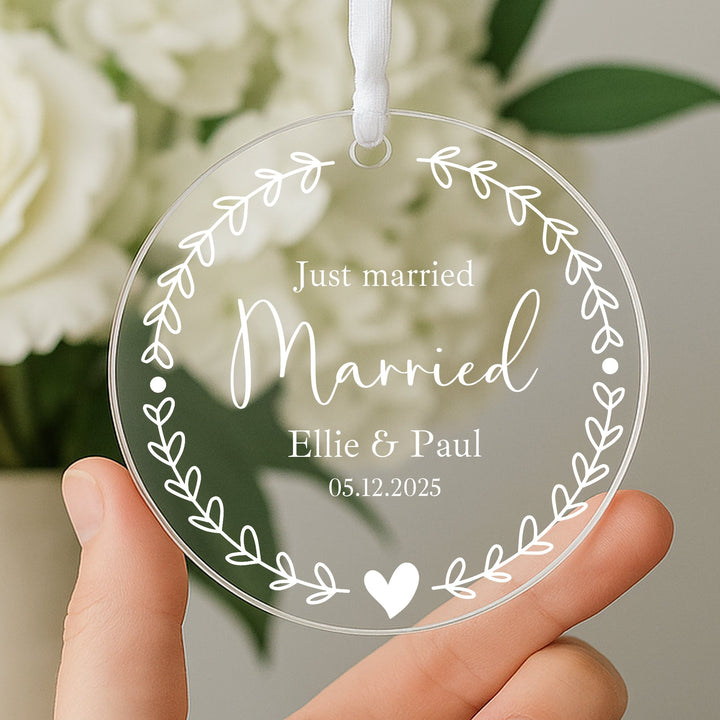 Personalised Just Married Keepsake Ornament