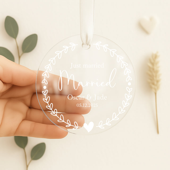 Personalised Just Married Keepsake Ornament