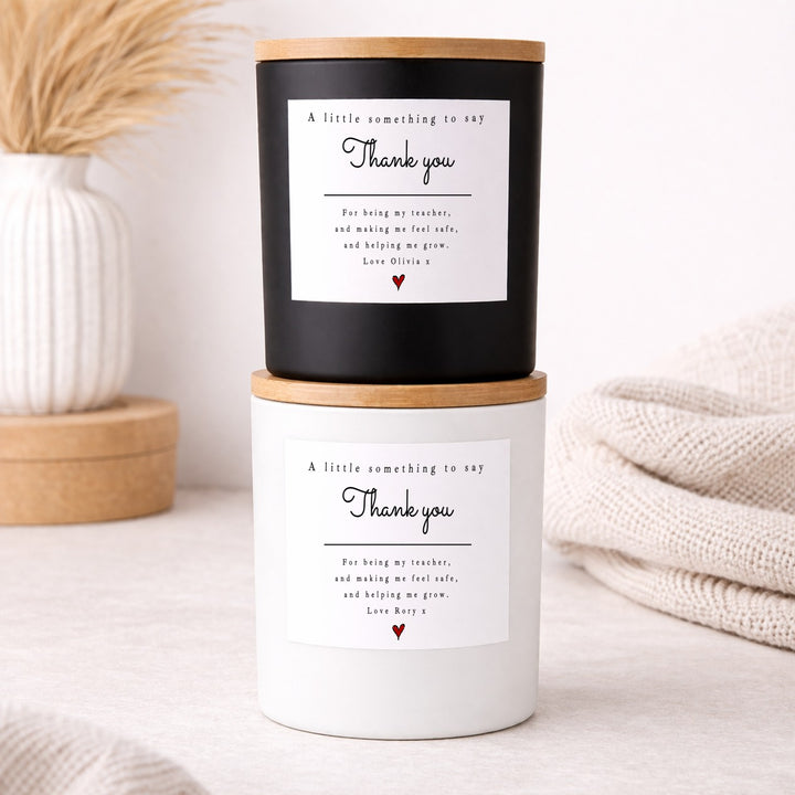 Personalised Heart Thank You Teacher Candle &amp; Box