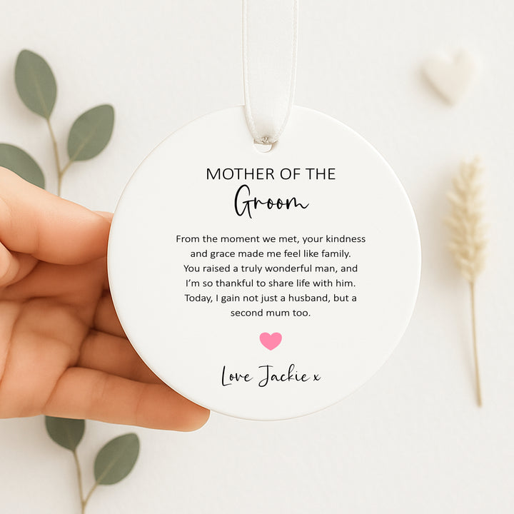 Personalised Mother Of Groom Keepsake Ornament