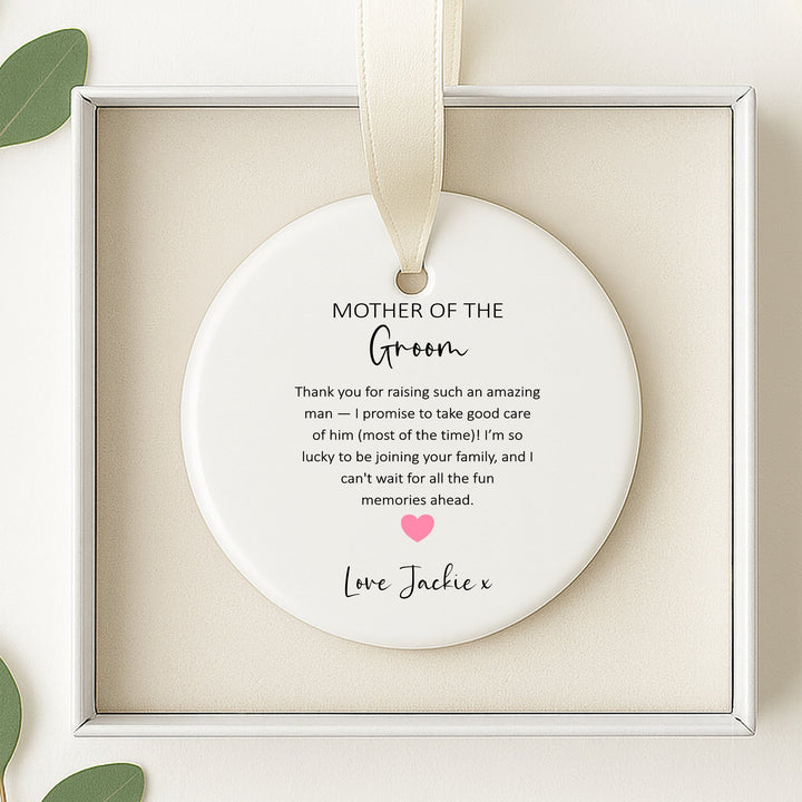 Personalised Mother Of Groom Keepsake Ornament