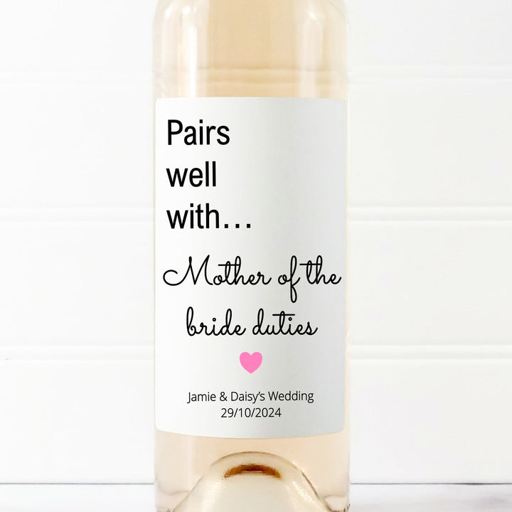 Personalised Mother Of Bride Bottle Sticker