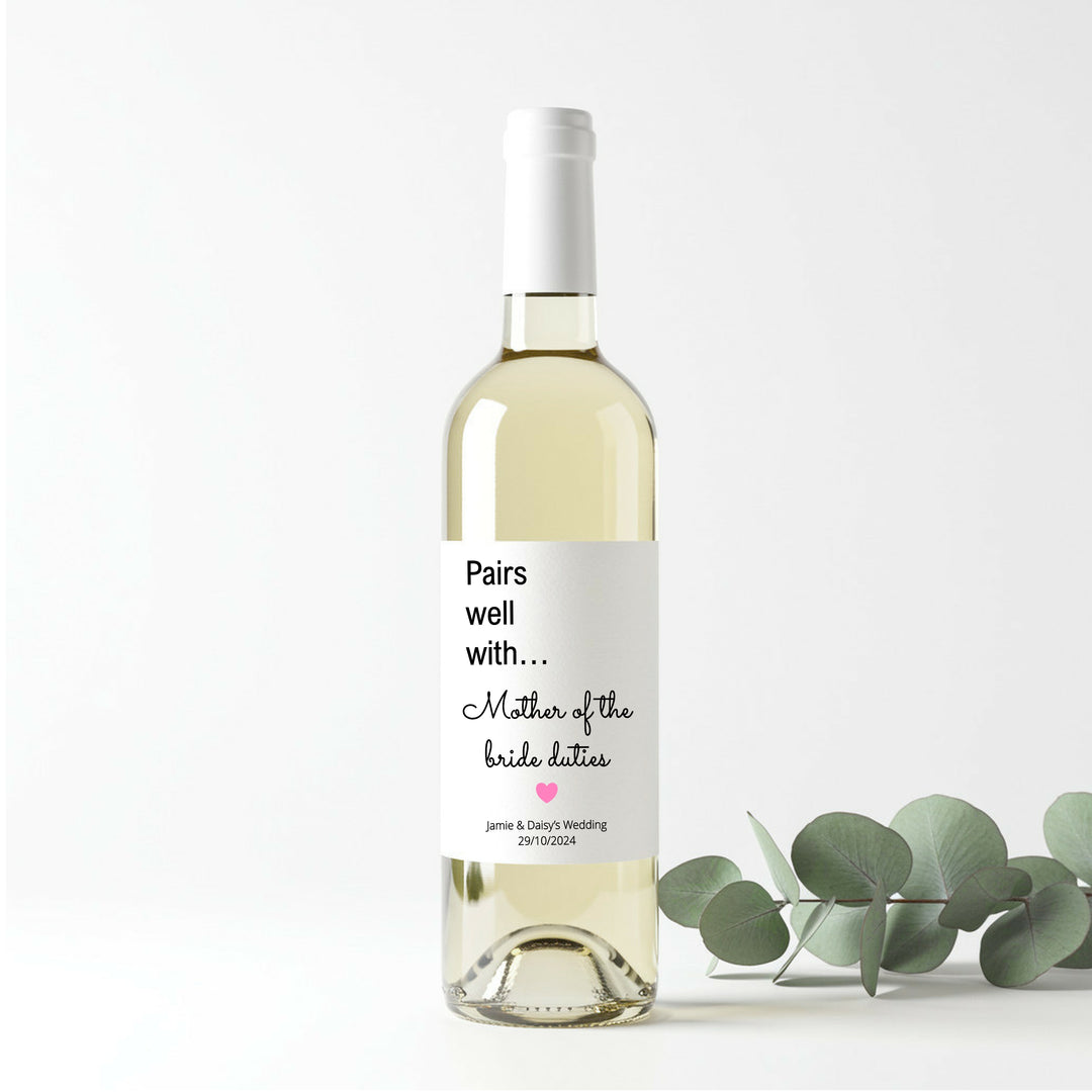 Personalised Mother Of Bride Bottle Sticker