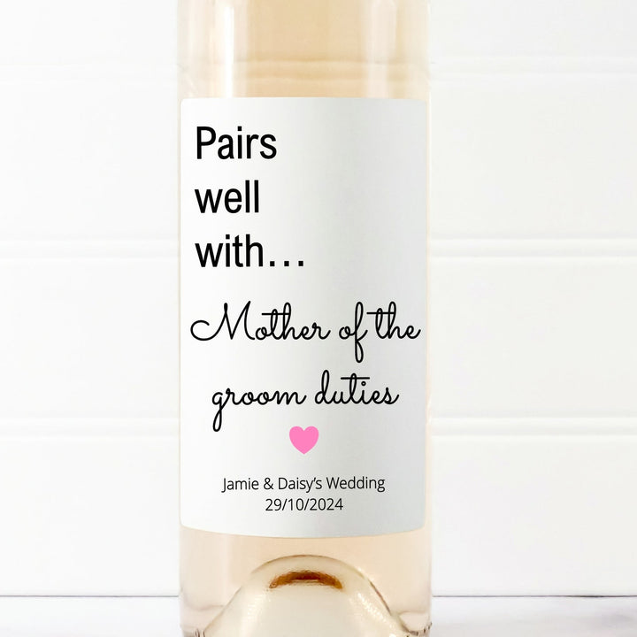 Personalised Mother Of Groom Bottle Sticker